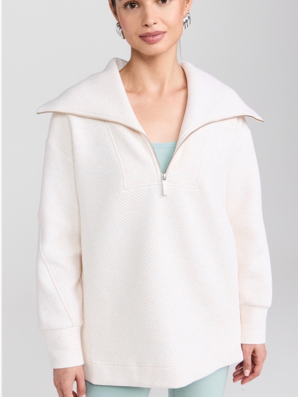 Sweaty Betty Cream Half-Zip Funnel Collar Sweater
